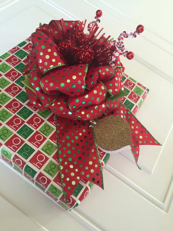 Christmas Gift Bow Sparkly Red And Green Gift Basket Bow Bows