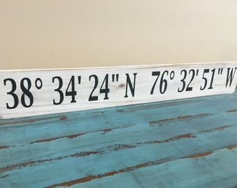 Latitude and Longitude Custom Sign/Coordinates Sign/Custom Coordinate Sign/Custom Latitude and Longitude Wood Sign