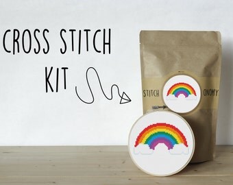 Rainbow Cross Stitch Kit SALE Limited Stock Retiring - Supplies & Easy to Follow Instructions Rainbow Embroidery Kit Handmade Gift Rainbow