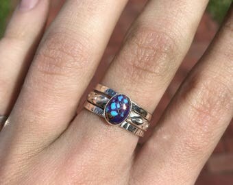 Mohave Purple Turquoise Triple Stack Ring Sterling Silver