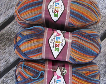 sock yarn alize superwash 100 wool blend yarn knitting yarn crochet yarn selfstriping multicolor yarn turkish yarn doll making kids crafts