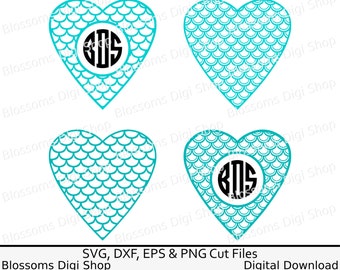 Download Mermaid scale hearts digital download svg valentine heart