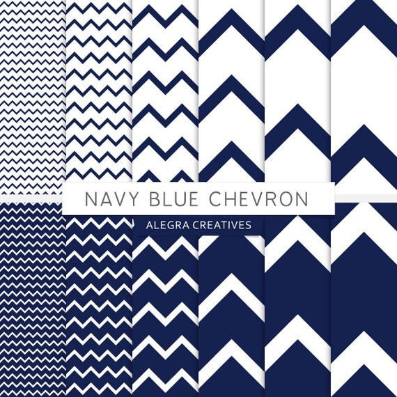Navy Blue Chevron digital paper navy blue by AlegraCreatives