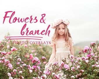 25 Flower and branch photo overlays, PNG overlays, photoshop overlay, tree overlays, flower overlay