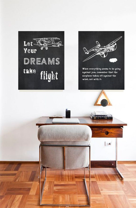 Chalkboard canvas painting airplane 1620 2 in 1