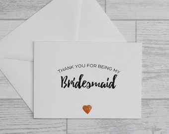 Bridesmaid Thank You Card - Bridesmaid Foiled Heart Card