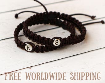 Custom Initials Bracelets, Couples bracelet, Knotted bracelet, Anniversary Bracelet, Personalized Matching bracelets, His Hers bracelets