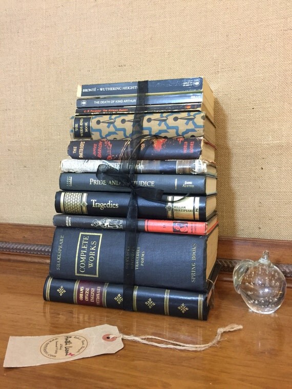 Assorted Black Vintage Book Collection - Old Books Decoration - Foot Long 11-13 Shelf Staging - Black Home Decor - Custom Sourced Books