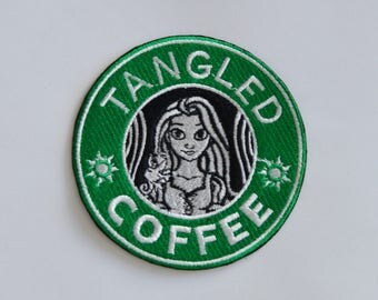 Rapunzel Starbucks Coffee inspired patch, Disney patch, princess patch, Tangled patch, Disney Starbucks, Cartoon patch, Sew on, Iron On