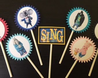 Sing Cupcake Toppers (7), Sing Birthday Party, Sing cake topper, sing birthday, Sing movie