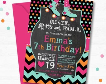 Roller Skating Birthday Invitation, Skating Party, Roller Skate Party, Roller Skating Party, Roller Skating Birthday Party, Roller Skates