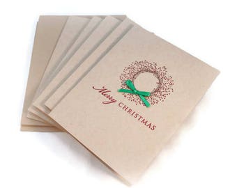 Christmas Cards, Merry Christmas, Rustic Christmas Card, Primitive Wreath Card, Holiday Card Set, Xmas Card, Blank Card Set, Gift Enclosures