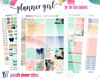 Planner Girl | Weekly Printable Planner Kit | Planner Stickers | Cut Line Files | for use with Erin Condren | Planner Stickers Printables