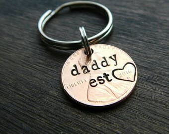 Custom Daddy Est. Lucky Penny Keychain. New Daddy Gift, New Dad, Father's Day Gift, Best Selling Item, Best Friend, Husband, Boyfriend