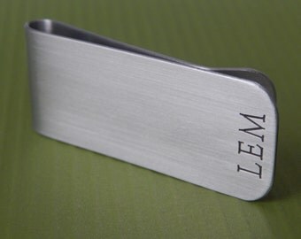 Engraved Three Initial Money Clip Aluminum Money Clip Personalized Money Clip Groomsmen Gift Groom Gift Father's Day Anniversary Birthday