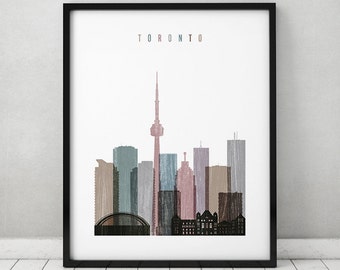 Toronto print, Poster, Wall art, Toronto skyline art, Distressed, Canada cityscape, City prints, wall art, Home Decor, Gift, ArtPrintsVicky