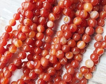 8mm Red Banded Agate Red Beads High Quality Gemstone Jewelry Supply DIY Supply
