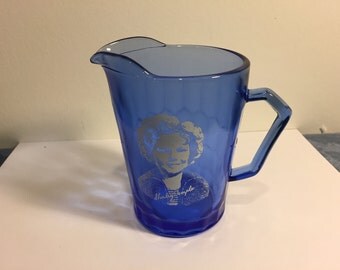 Shirley Temple Pitcher, Hazel Atlas Cobalt Blue Glass