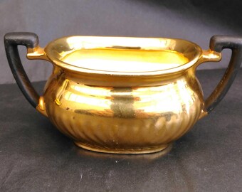 Vintage Gold Lustreware 'Bachelor' Sugar Bowl by Crown Devon - Georgian Style