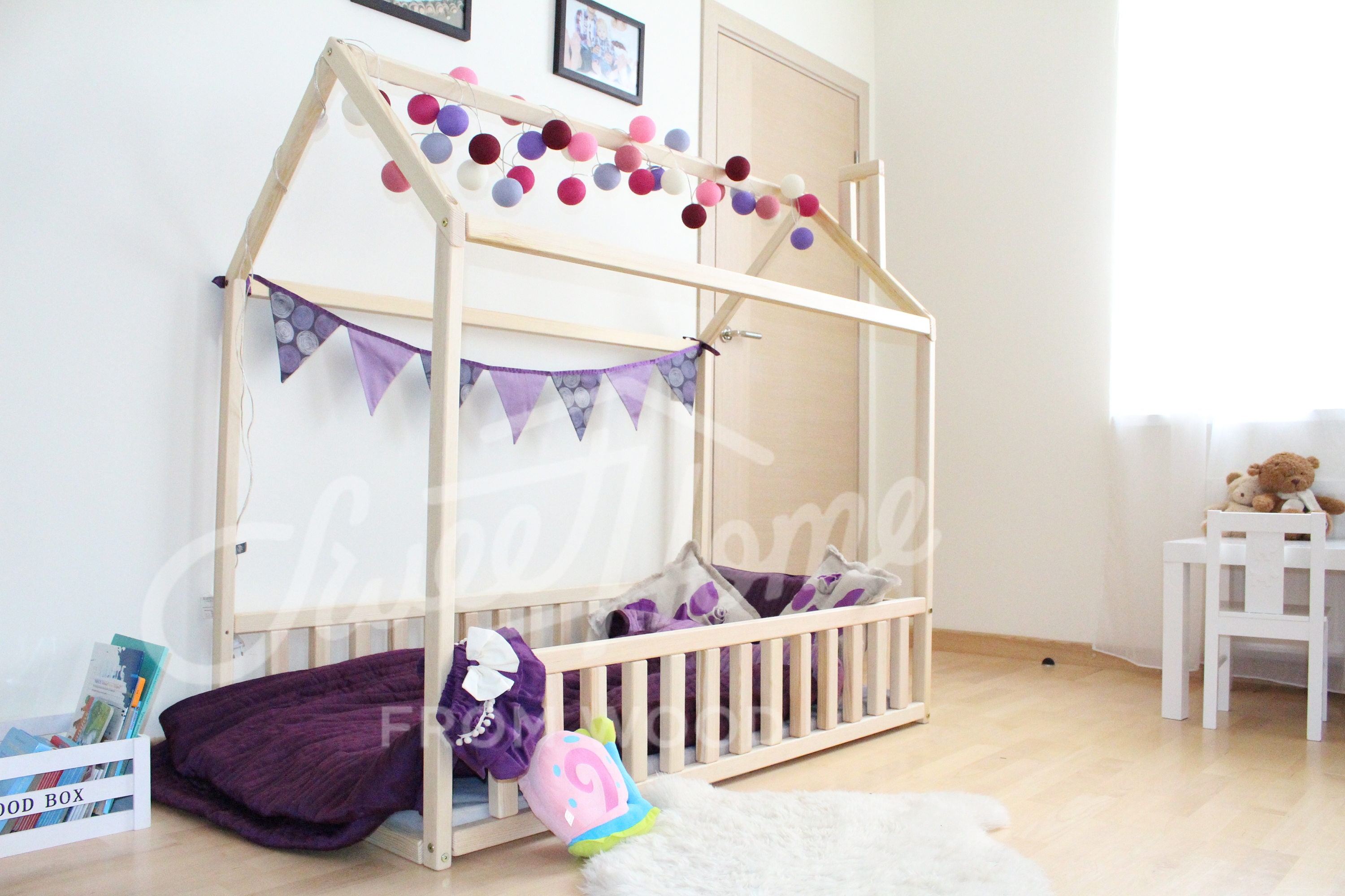 Wood bed TWIN children bed Montessori bed Kid bed Children