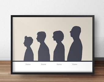 Custom family silhouette personalized silhouette gift custom silhouette print personalized family silhouettes wall art silhouette artist