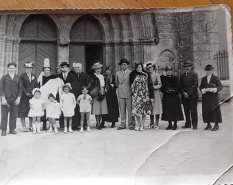 vintage photo-baptism/ baptême/ 1939/ Studio POUILLOT Ehanno Pont l'Abbé/ France