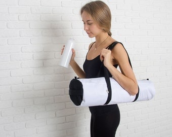 White Foyo pretty waterproof yoga mat bag, minimalism / Free Shipping