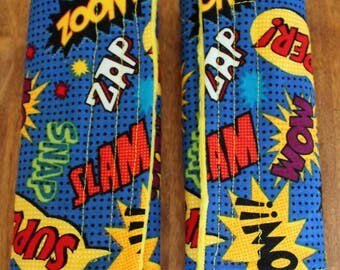 Comic Book Super Hero Reversible Car Seat Strap Covers