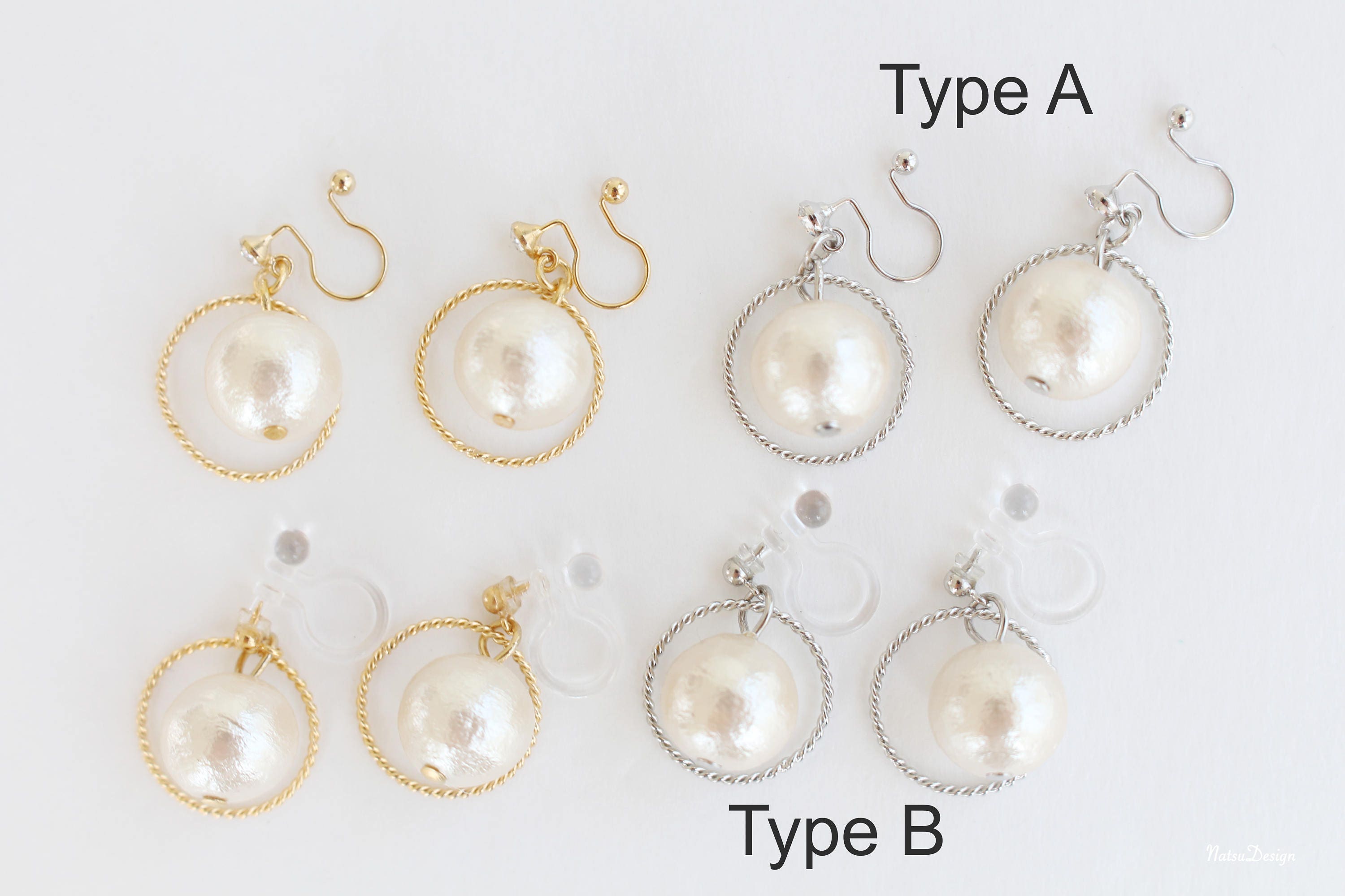 Pearl invisible clip on earrings silver clip on earrings