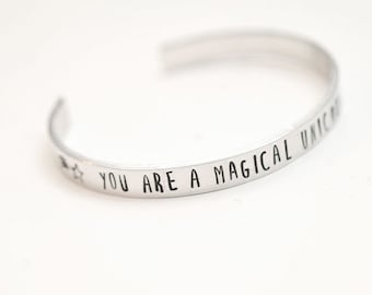 unicorn bracelet, unicorn gift, unicorn cuff, cuff bracelet, gift for her, handstamped cuff, unicorn, stamped bracelet, stamped cuff