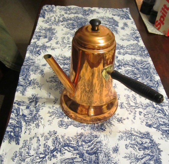 Coppercraft Guild Coffee Pot with Wood Side Handle Taunton