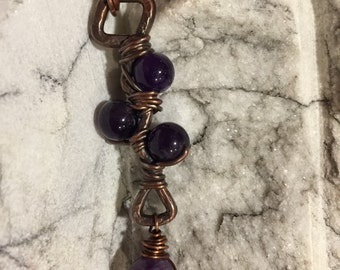 Amethyst beads copper electroform necklace