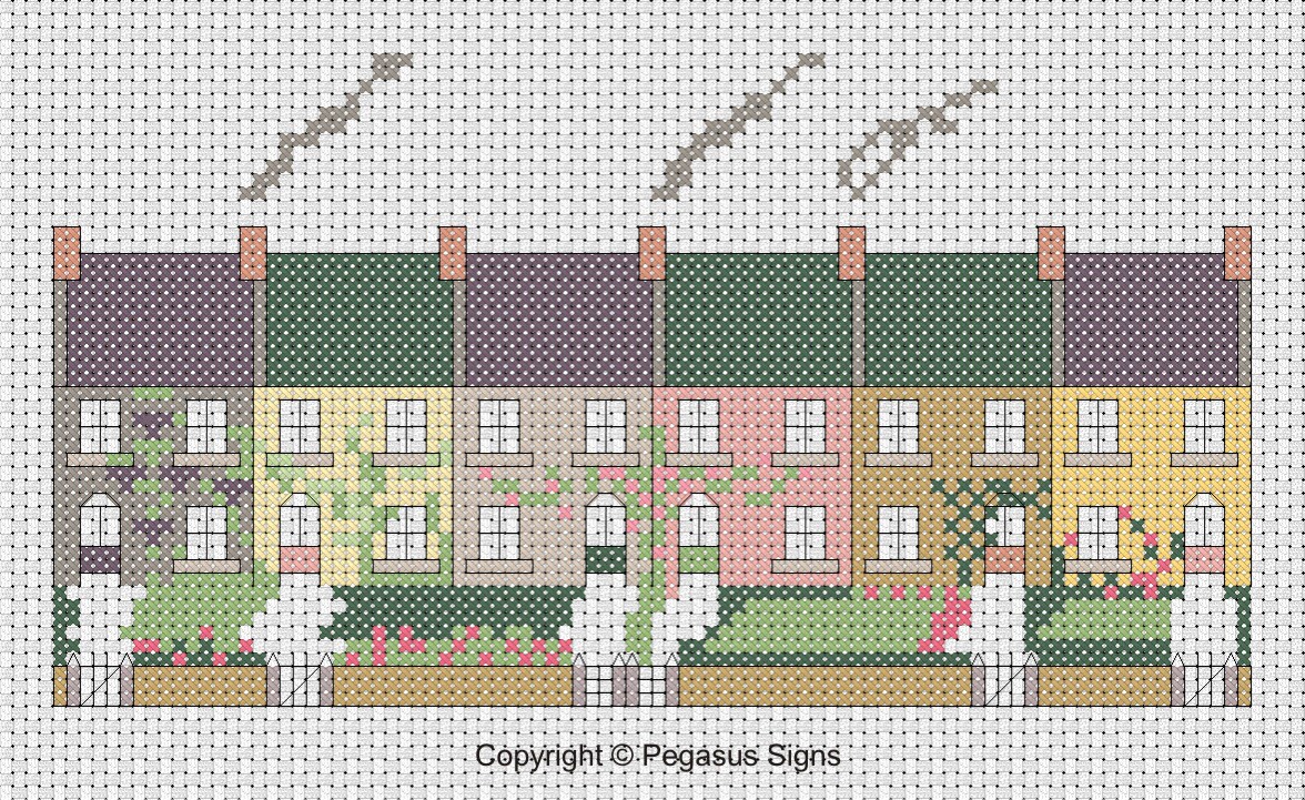 Row of Houses Cross Stitch Pattern only PDF/JPEG Files