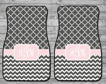 Personalized Mixed Chevron and ogee pattern Car Mats, Custom car mats, Monogrammed car mats, Car Accessories, New Driver Gift, Car Decor