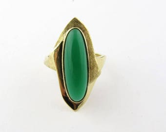 Vintage 14K Yellow Gold Chrysoprase Ring Size 5 #837
