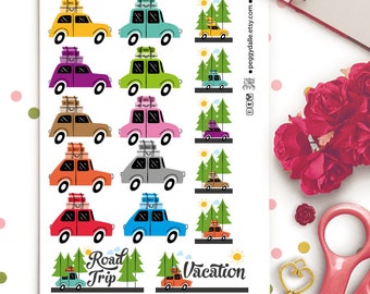 Retro Road Trip Planner Stickers | Cars | Day Off | Road Trip | Hiking | Vacation | Holidays