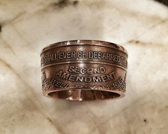 2nd Amendment Ring - Second Amendment - Gun Rights - Constitution - 2A - Hand Forged .999 Pure Copper Coin Ring