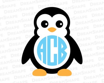 Cute Penguin SVG Files, Penguin Monogram SVG Cutting Files, Animal Svg Penguin SVG Files, Penguin Cuttable File for Cricut, Instant Download