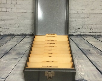 Index File Metal Steel Monthly Organization Box for Office Storage Decor