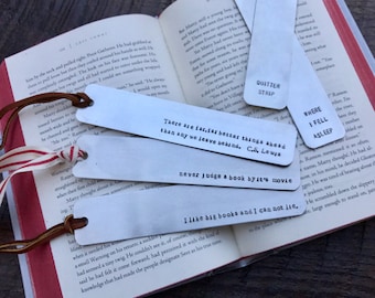 Hand-Stamped Aluminum Bookmark, personalized bookmark, customized bookmark