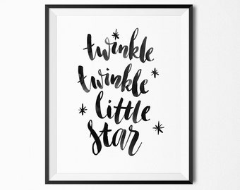 Twinkle twinkle little star print, baby room art, nursery decor, baby shower gift, printable wall art, digital instant download