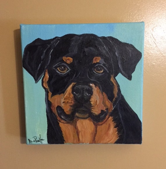 Rottweiler Portrait 10x10 acrylic painting by Ana Peralta