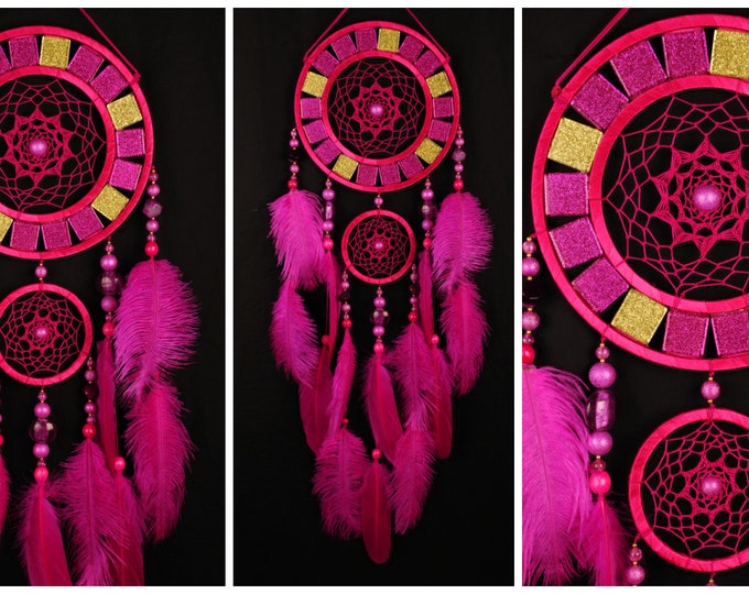 Fuchsia Dreamcatcher pink mosaic Dream Catcher Large Dreamcatcher agate Dream сatcher gift idea dreamcatcher boho dreamcatcher handmade