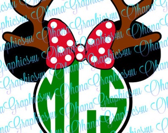 Minnie Mouse Reindeer Monogram SVG