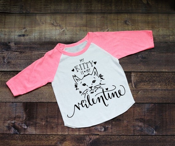 Valentine Kitty Baby's or Kid's 3/4 Raglan T-Shirt