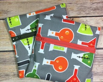 Reusable Snack Bag , Water Proof Fabric Snack Bag, Eco Friendly Lunch Bag, Wet Bag, Spill Proof, Machine Washable, Zippered Pouch