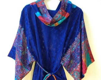 Vintage 1970s Boho Caftan Kimono Dress