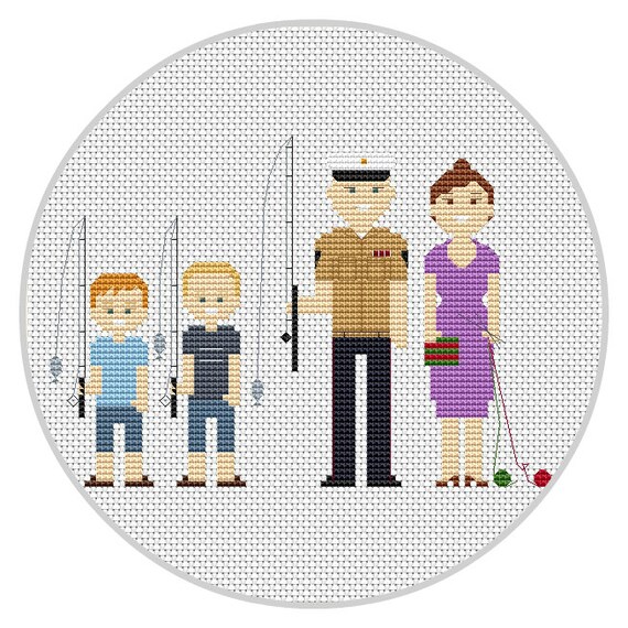 Custom Family Portrait Cross stitch pattern All in the family counted cross stitch kit needlework projects tools