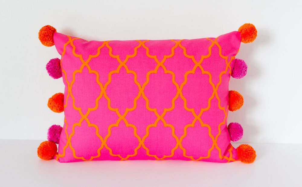 Bright Pink and Orange Cushion Throw Pillow Decorative