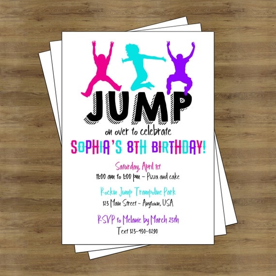 Jump Party Invitation Trampoline Party Invitation Trampoline